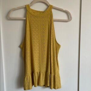 W5 Gold Ruffled Sleeveless Tank Top